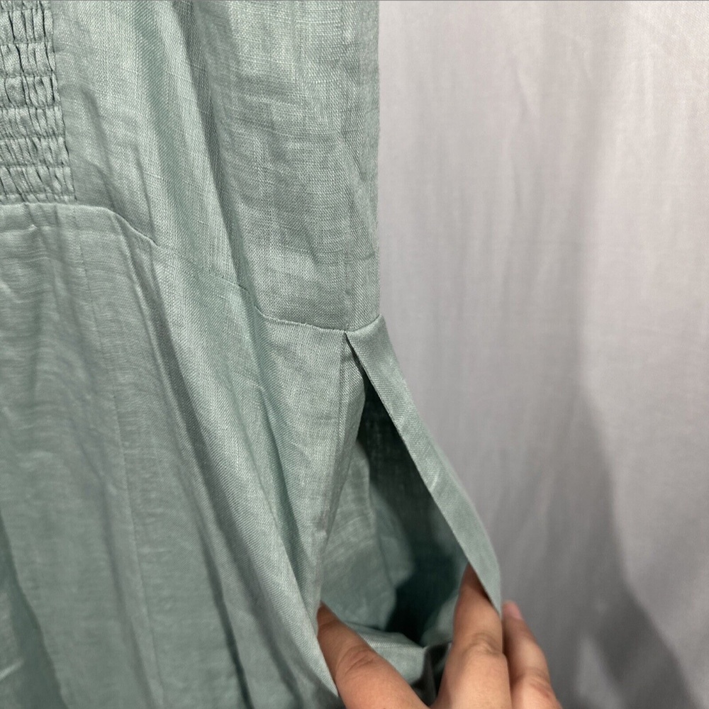 NWD $320 Reiss [ 14 US ] Catalina Linen Button Front Midi Dress in Sage‎ - Picture 15 of 16